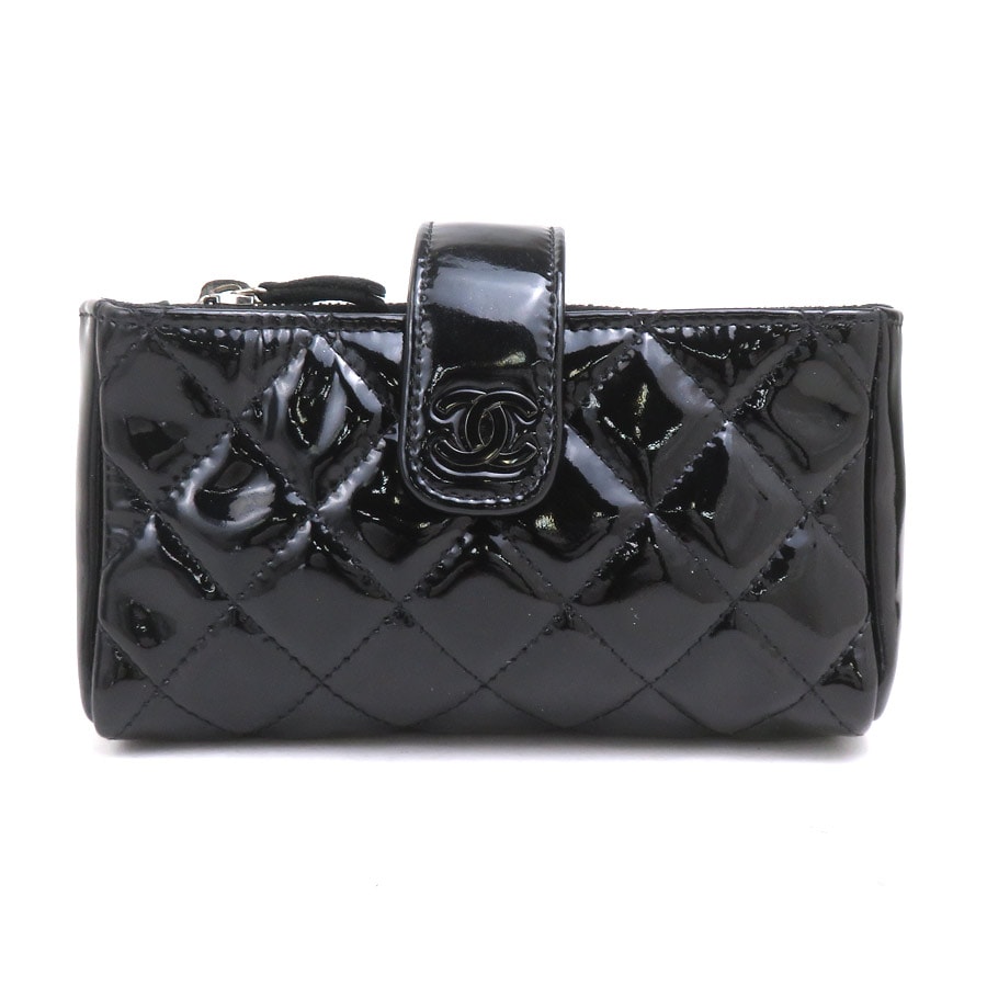シャネル CHANEL ポーチ パテントレザー ブラック レディース【中古】 e61721a