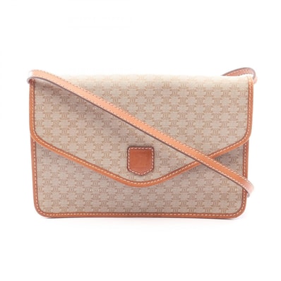 セリーヌ CELINE マカダム ショルダーバッグ バッグ PVCコーティングキャンバス レザー レディース ベージュ系 / ブラウン系 【中古】