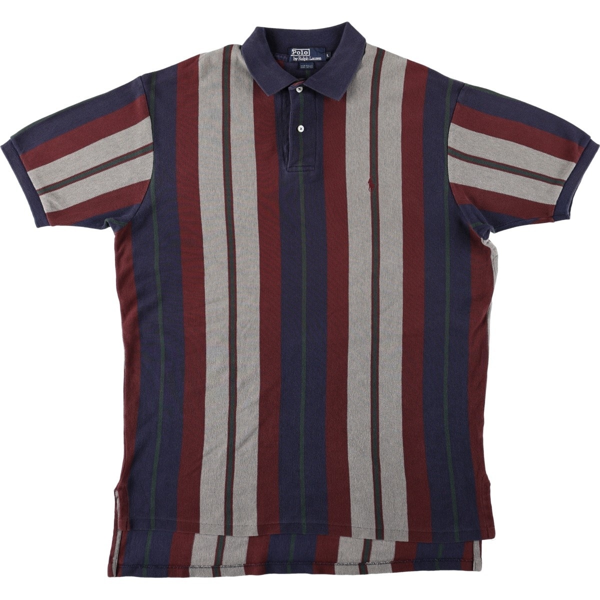 古着 ラルフローレン Ralph Lauren POLO by Ralph Lauren マルチストライプ 半袖 ストライプ ポロシャツ USA製 メンズL相当/eaa657521
