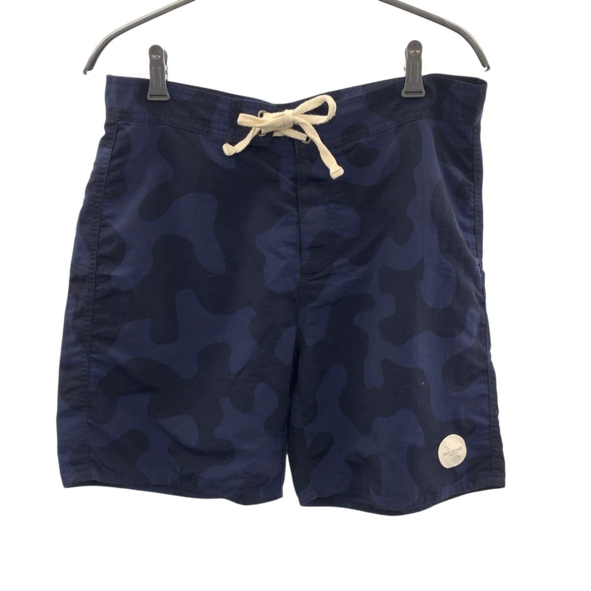 SATURDAYS SURF NYC サタデーズサーフニューヨーク カモフラ サイズ30 ネイビー ホワイト ナイロン ハーフパンツ スイムウェア 海パン サーフパンツ 水陸両用 505103 【中古】