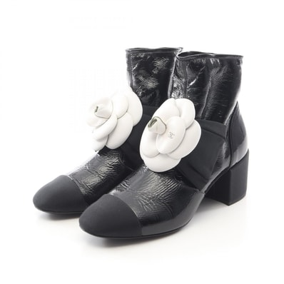 シャネル CHANEL カメリア ココマーク ブーツ 靴 レザー レディース ブラック系 G45341 【中古】