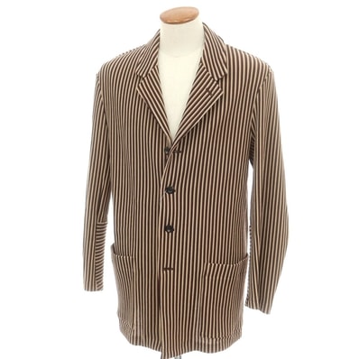 【中古】ジエダ Jieda ストレッチ レーヨン ポリエステル ナイロン カジュアルジャケット ブラウンxベージュ【サイズ1】【メンズ】