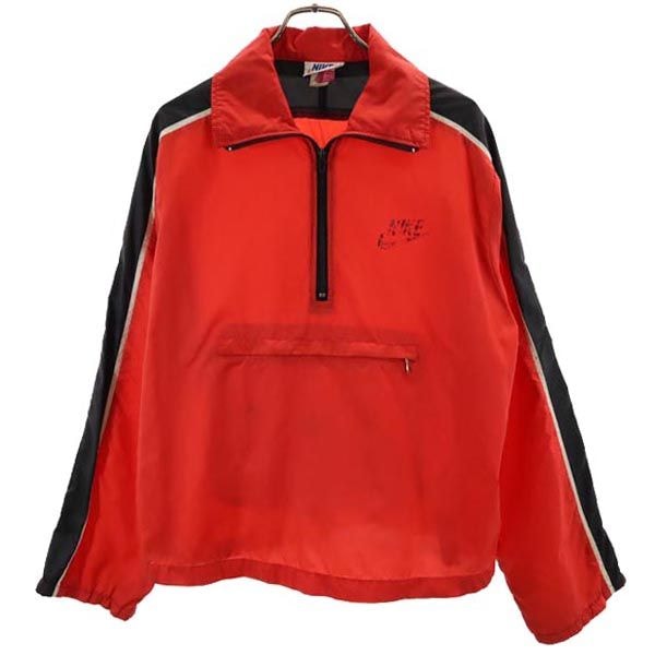 NIKE ナイキ 70s オレンジスオッシュ ヴィンテージ USA製 長袖 パッカブル ハーフジップ アノラックパーカー M レッド プルオーバー