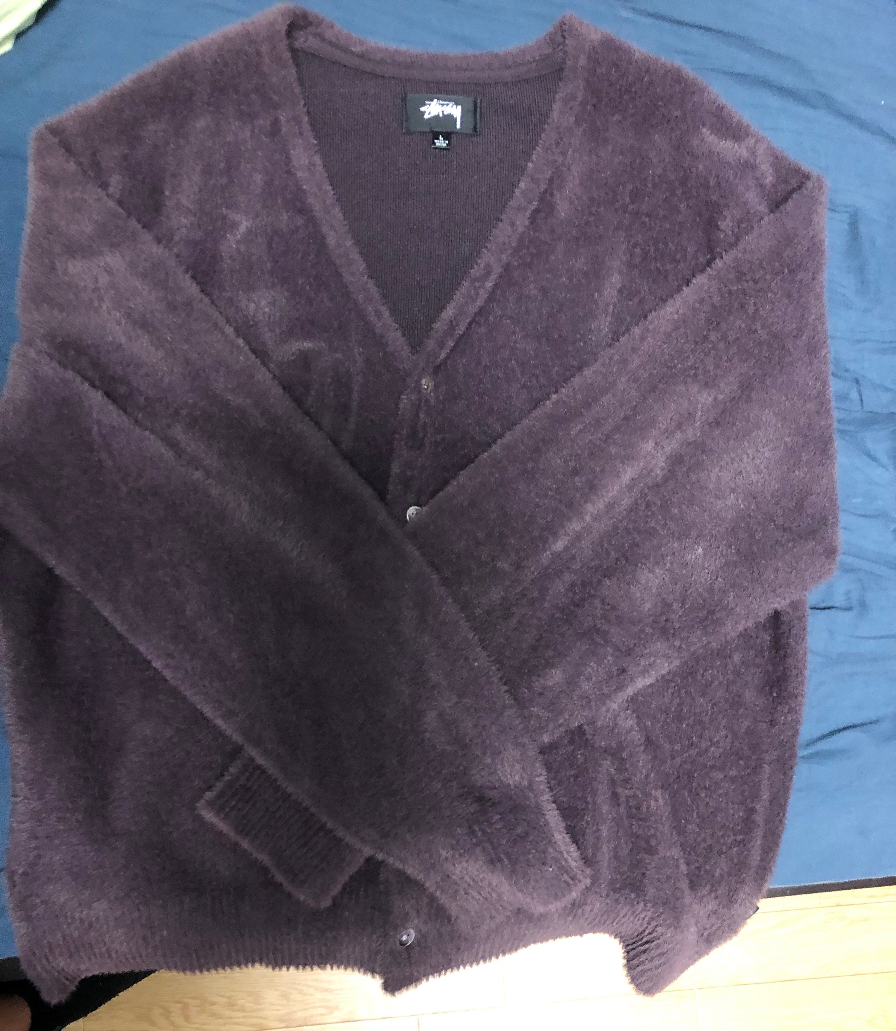 Stussy SHAGGY CARDIGAN "Eggplant"