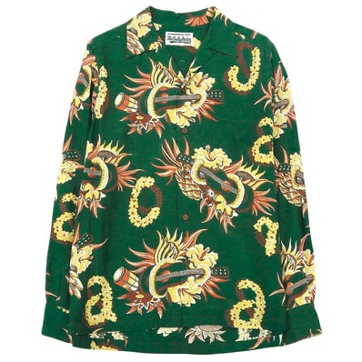 ワコマリア レーヨン アロハシャツ トップス メンズ グリーン S S