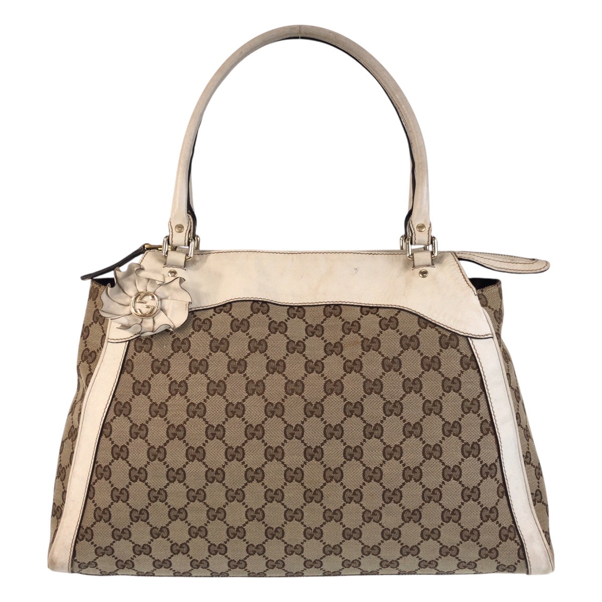 GUCCI グッチ トロフィー ベージュ アイボリー ゴールド金具 GGキャンバス レザー/ トートバッグ ショルダーバッグ 603917 【中古】