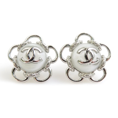 シャネル CHANEL ピアス メタル/ストーン ホワイト/シルバー レディース【中古】 h32635a