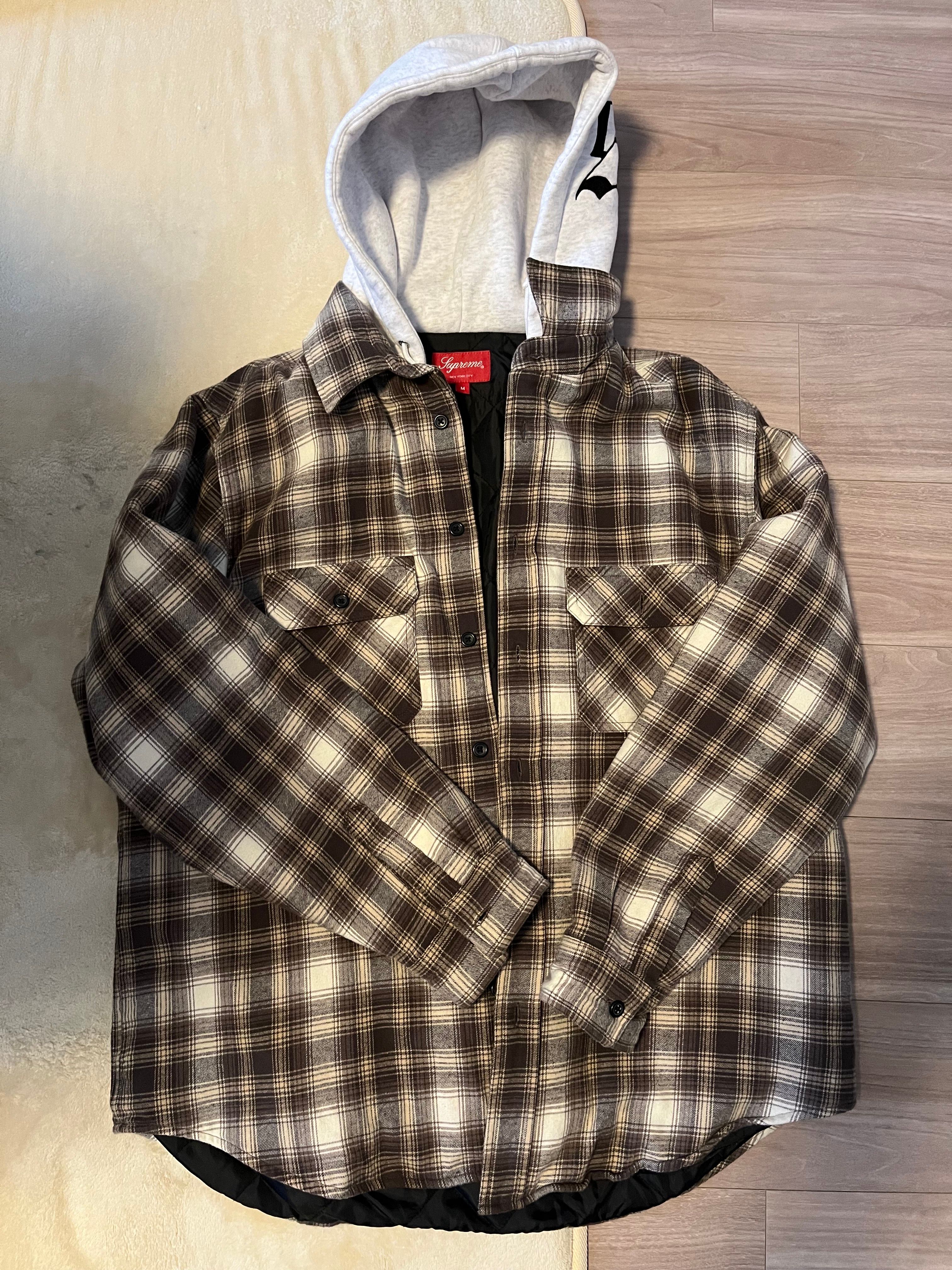 Supreme Hooded Flannel Zip Up Shirt "Brown"
