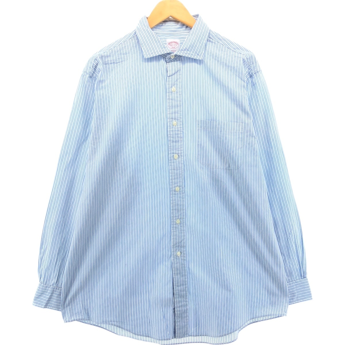 古着 ブルックスブラザーズ Brooks Brothers 346 ワイドカラー 長袖 コットンストライプシャツ メンズL相当/eaa544968