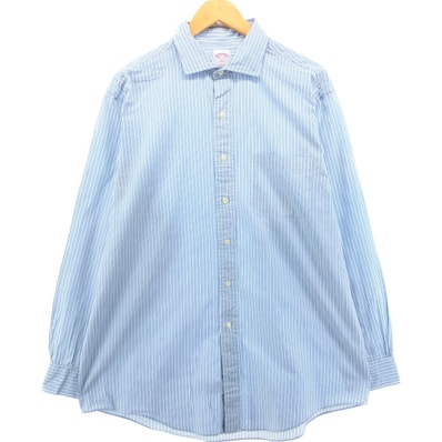 古着 ブルックスブラザーズ Brooks Brothers 346 ワイドカラー 長袖 コットンストライプシャツ メンズL相当/eaa544968