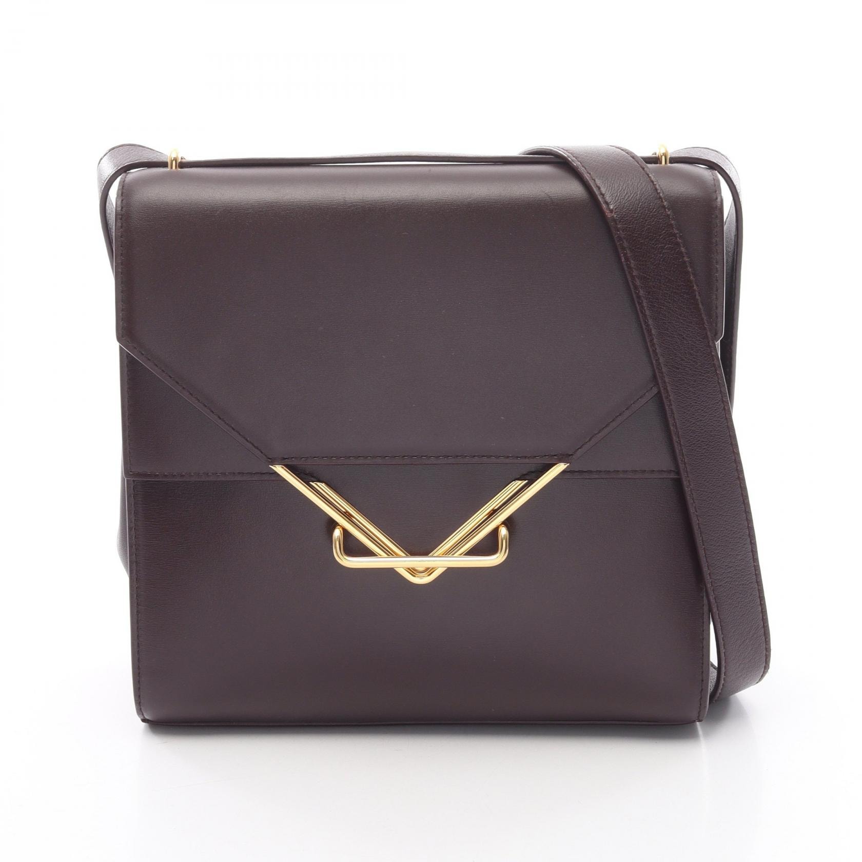 ボッテガヴェネタ BOTTEGA VENETA ザ クリップ ショルダーバッグ バッグ レザー レディース ボルドー系 【中古】