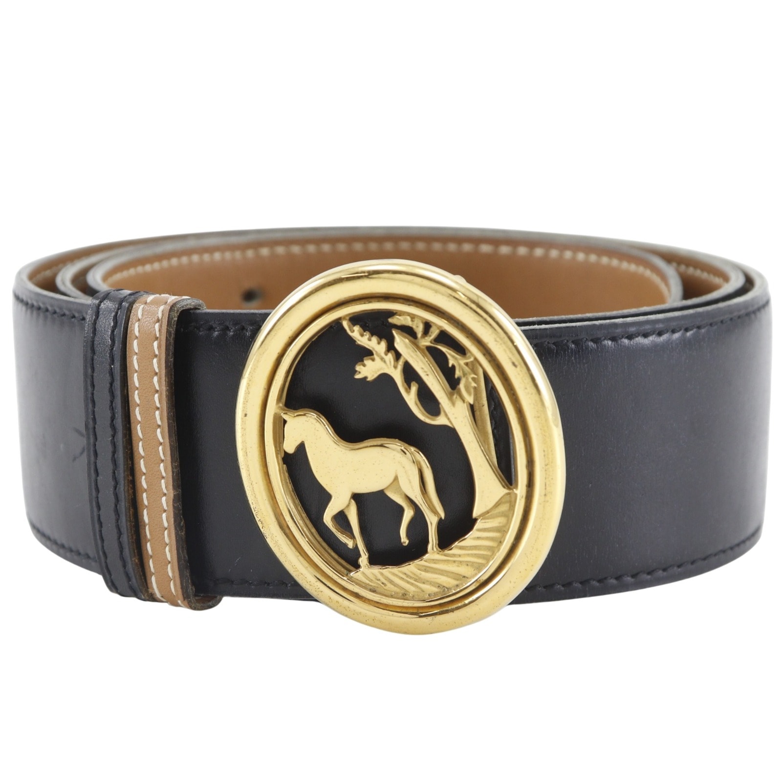 エルメス ホースバックル リバーシブル ヴィンテージ 〇J メンズベルト