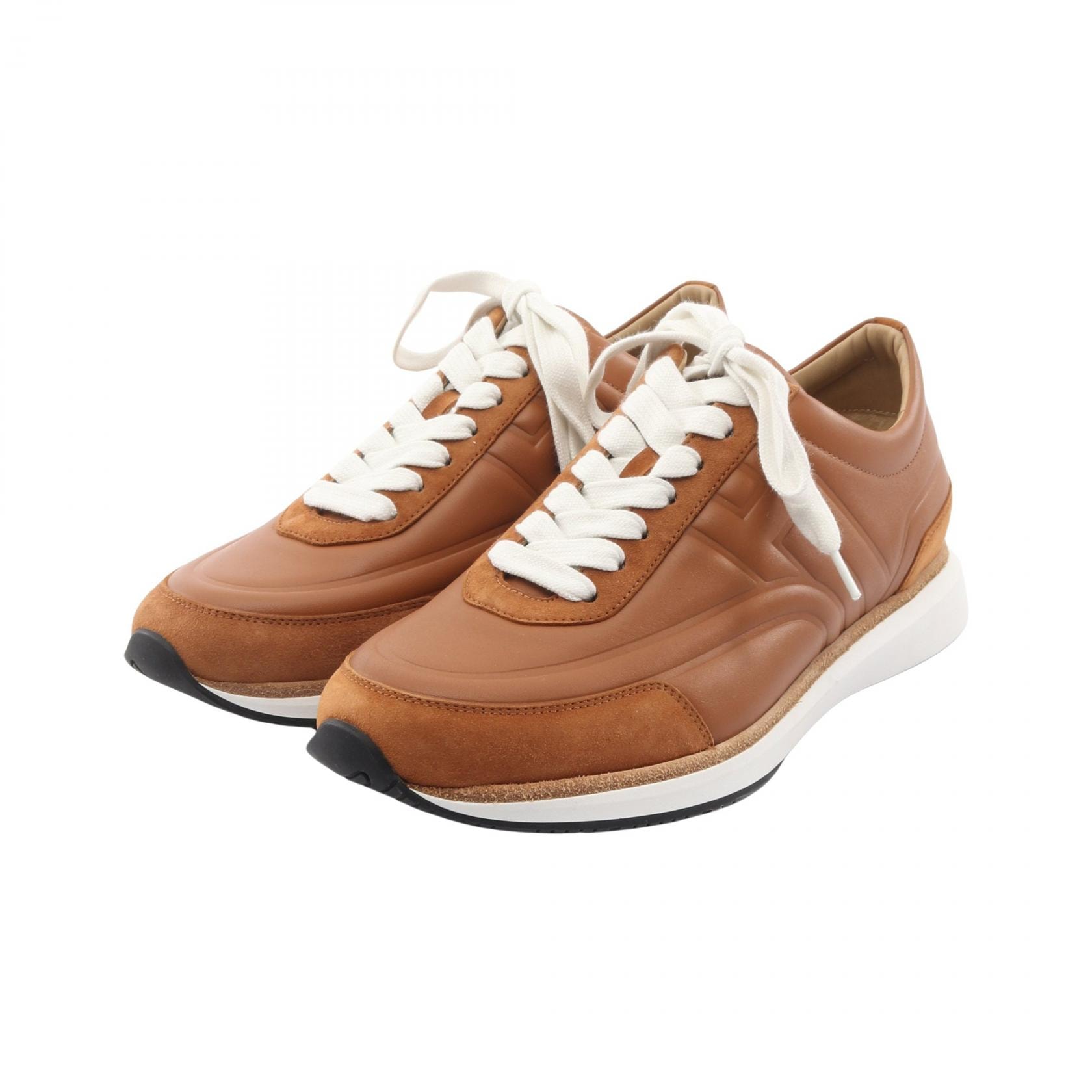 エルメス HERMES イージー スニーカー 靴 レザー スウェード メンズ ブラウン系 【中古】