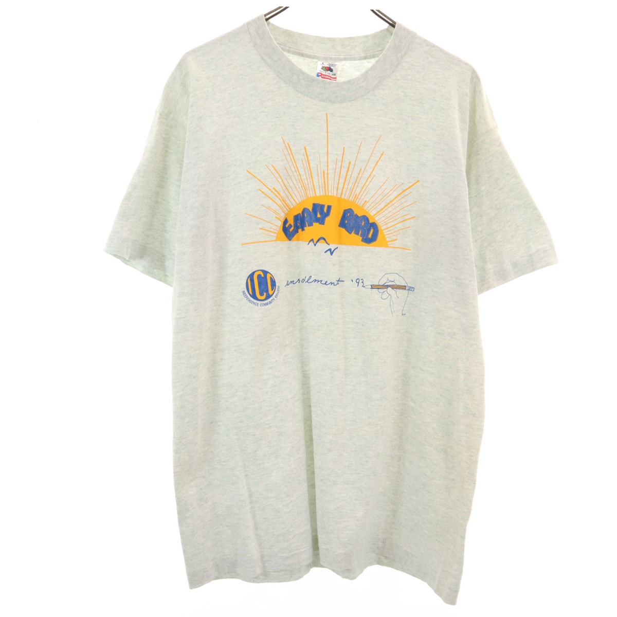 FRUIT OF THE LOOM フルーツオブザルーム 90s USA製 オールド 半袖 Tシャツ L グレー系 シングルステッチ