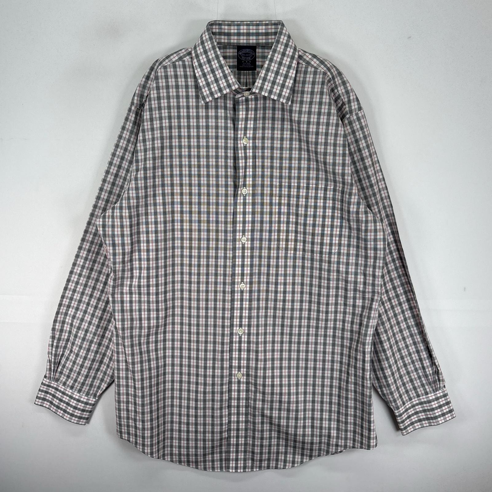 古着 ブルックスブラザーズ Brooks Brothers 長袖シャツ 胸ポケット M  グレー系 チェック メンズ