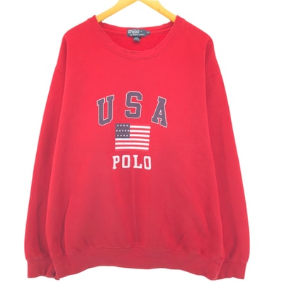 古着 ラルフローレン Ralph Lauren POLO by Ralph Lauren プリントスウェットシャツ トレーナー メンズXL相当/eaa550705