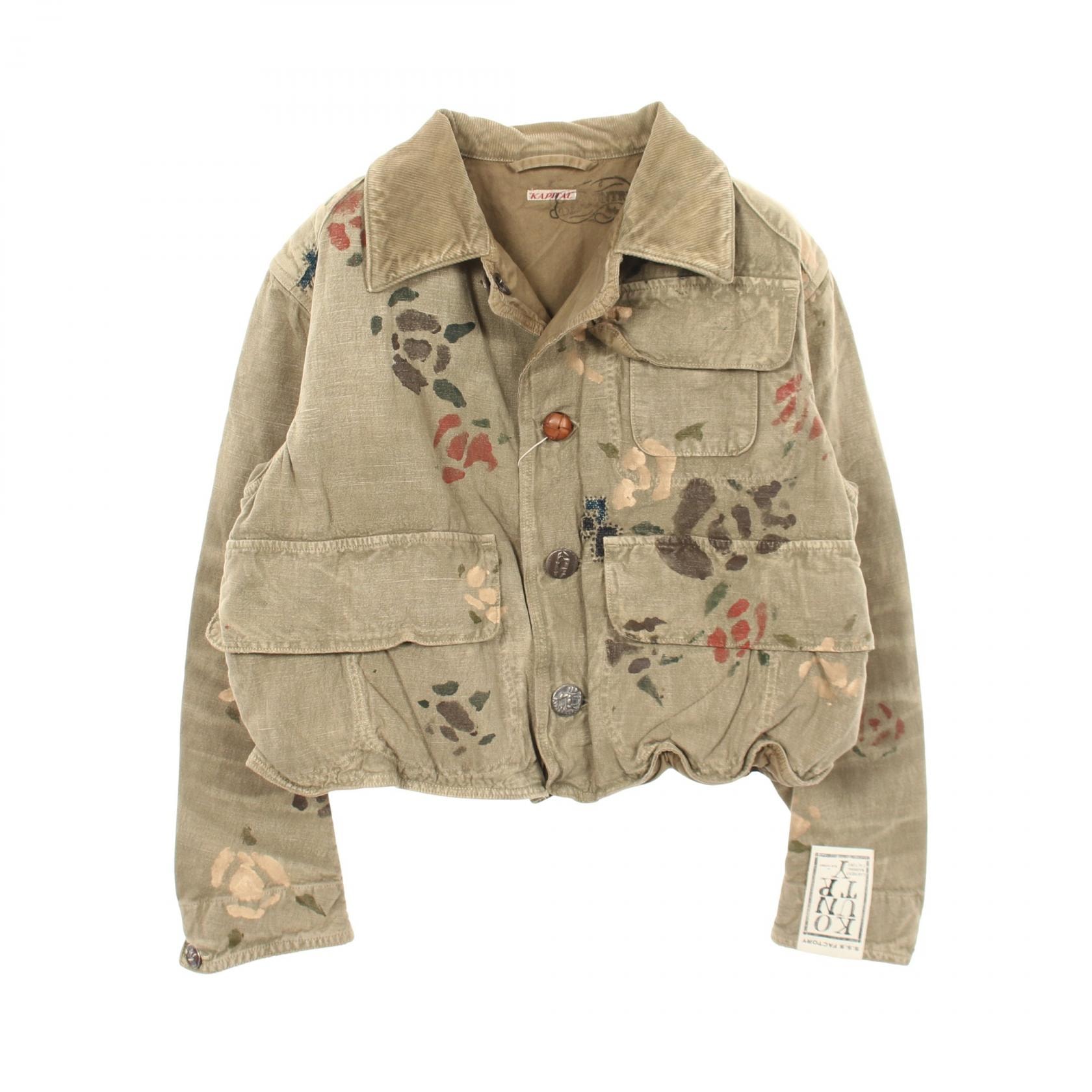 キャピタル KAPITAL ダメージ加工 衣料品 アウター ファブリック レザー コットン レディース カーキ系 【中古】