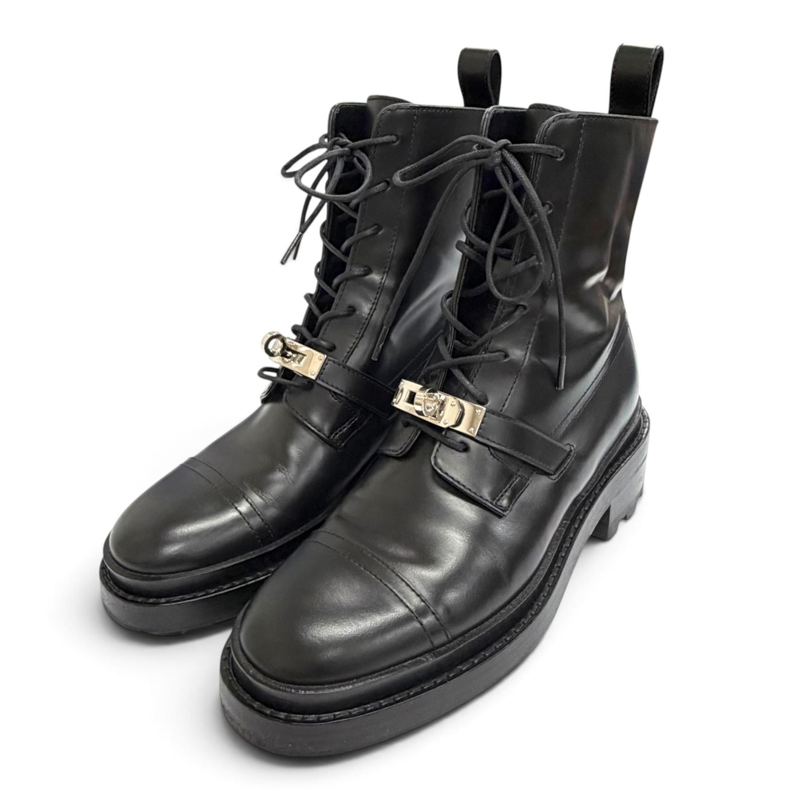 美品 エルメス ショートブーツ ファンク ケリーバックル 35 222070Z