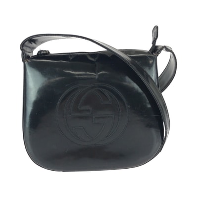 GUCCI グッチ インターロッキング ブラック 黒 エナメル ショルダーバッグ ワンショルダー 601099 【中古】