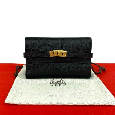 HERMES エルメス ケリー ウォレット ミディアム ヴォーエプソン 三つ折り財布 ブラック
553-6