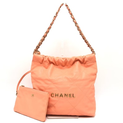 シャネル CHANEL シャネル22 スモール AS3260 マトラッセ カバン ハンドバッグ チェーン ショルダーバッグ キャビアスキン コーラルピンク ピンク