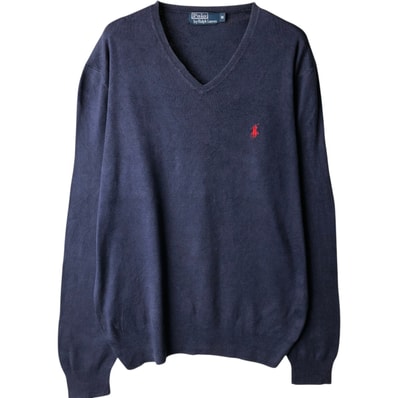 古着 ラルフローレン Ralph Lauren POLO by Ralph Lauren Vネック コットンニットセーター メンズM相当/eaa637223