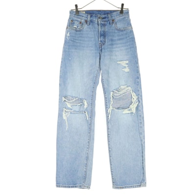Levi's リーバイス 501 コットン ダメージ加工 ストレートデニムパンツ w24 ブルー系