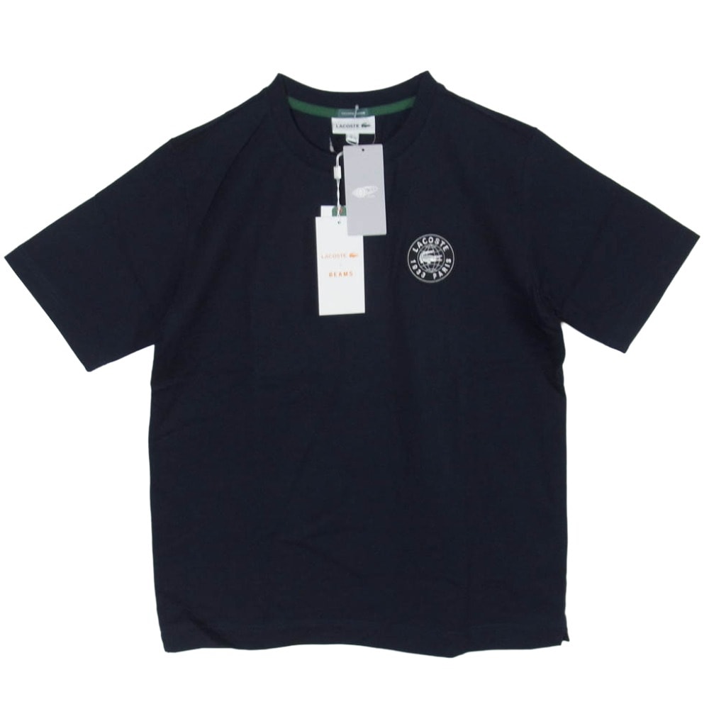 LACOSTE ラコステ BEAMS ビームス TH721LJ-99 × BEAMS ビームス 別注 ロゴ クルーネック 半袖 Tシャツ ネイビー系 2【極上美品】【中古】