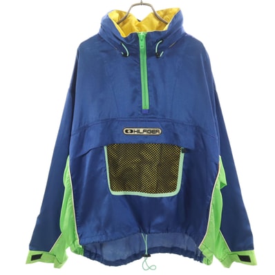 TOMMY HILFIGER トミーヒルフィガー 90s オールド フラッグタグ アノラック ナイロンジャケット XL 青紺系 プルオーバー ポケッタブル