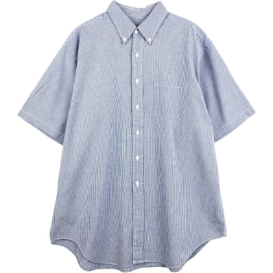 古着 ブルックスブラザーズ Brooks Brothers Est.1818 ギンガムチェック シアサッカー 半袖 ボタンダウン チェックシャツ メンズXL相当/eaa674121