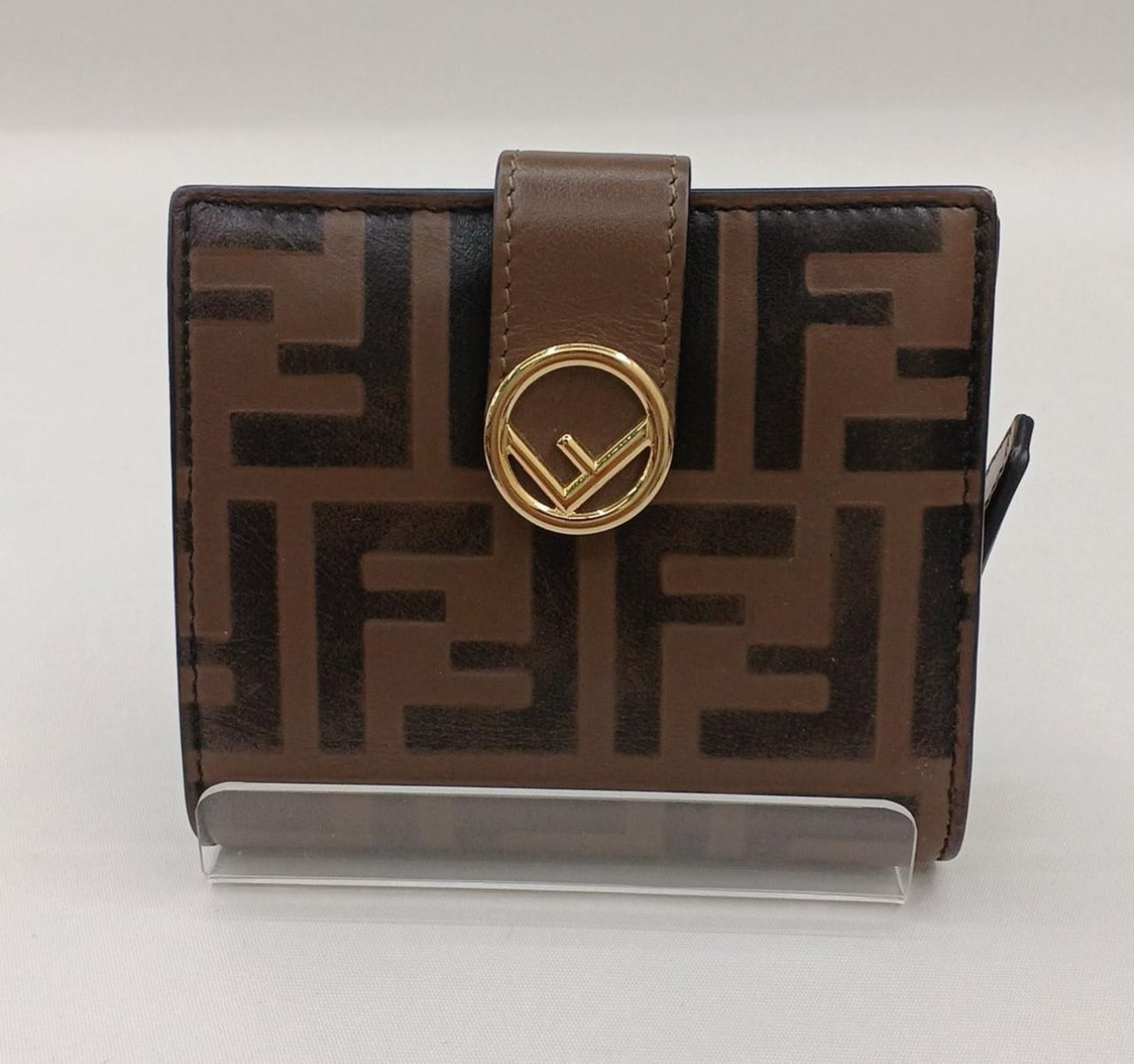 FENDI Two-Fold Wallet Leather Compact Wallet "Brown"