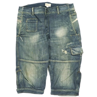 DIESEL ディーゼル ダメージ加工 デニムカーゴショーツ 34 Indigo ショートパンツ ジップフライ ジーンズ ボトムス g26278