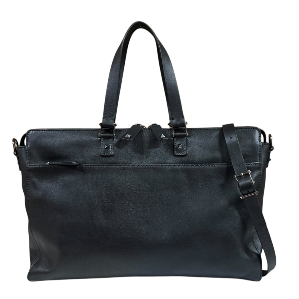 ヴァレンチノ ビジネスバッグ レザー ブラック メンズ Valentino  中古
