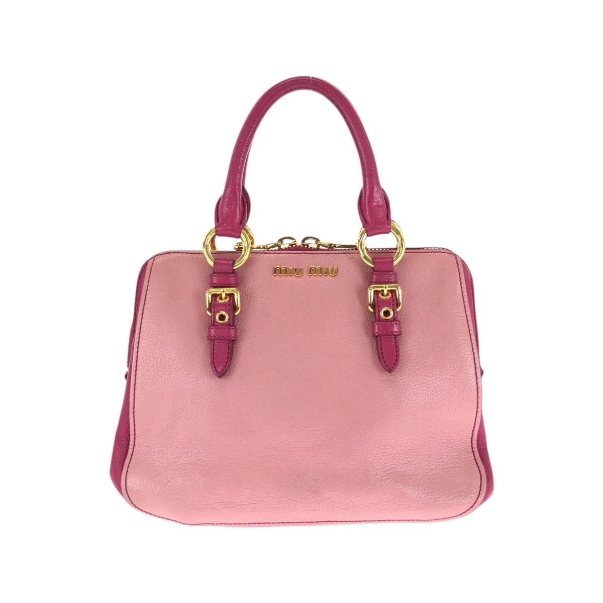 美品 MIUMIU ミュウミュウ マドラス ピンク ゴールド金具 レザー ハンドバッグ トートバッグ 500938 【中古】