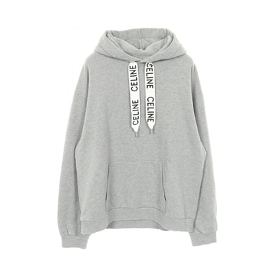 セリーヌ CELINE ロゴ ルーズ フーディ パーカー 衣料品 トップス コットン メンズ グレー系 2Y468670Q.08GC 【中古】