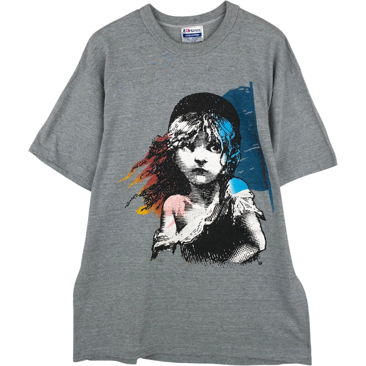 古着 80年代 ヘインズ Hanes POLY-COTTON 青タグ プリントTシャツ USA製 メンズL相当 ヴィンテージ/eaa636220