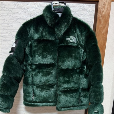 Supreme x The North Face Faux Fur Nuptse Jacket "Green"