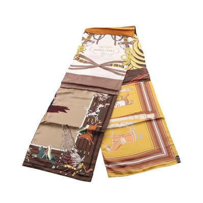 エルメス HERMES ロング スカーフ 衣料品 シルク シルク レディース ブラウン系 / マルチカラー 【中古】