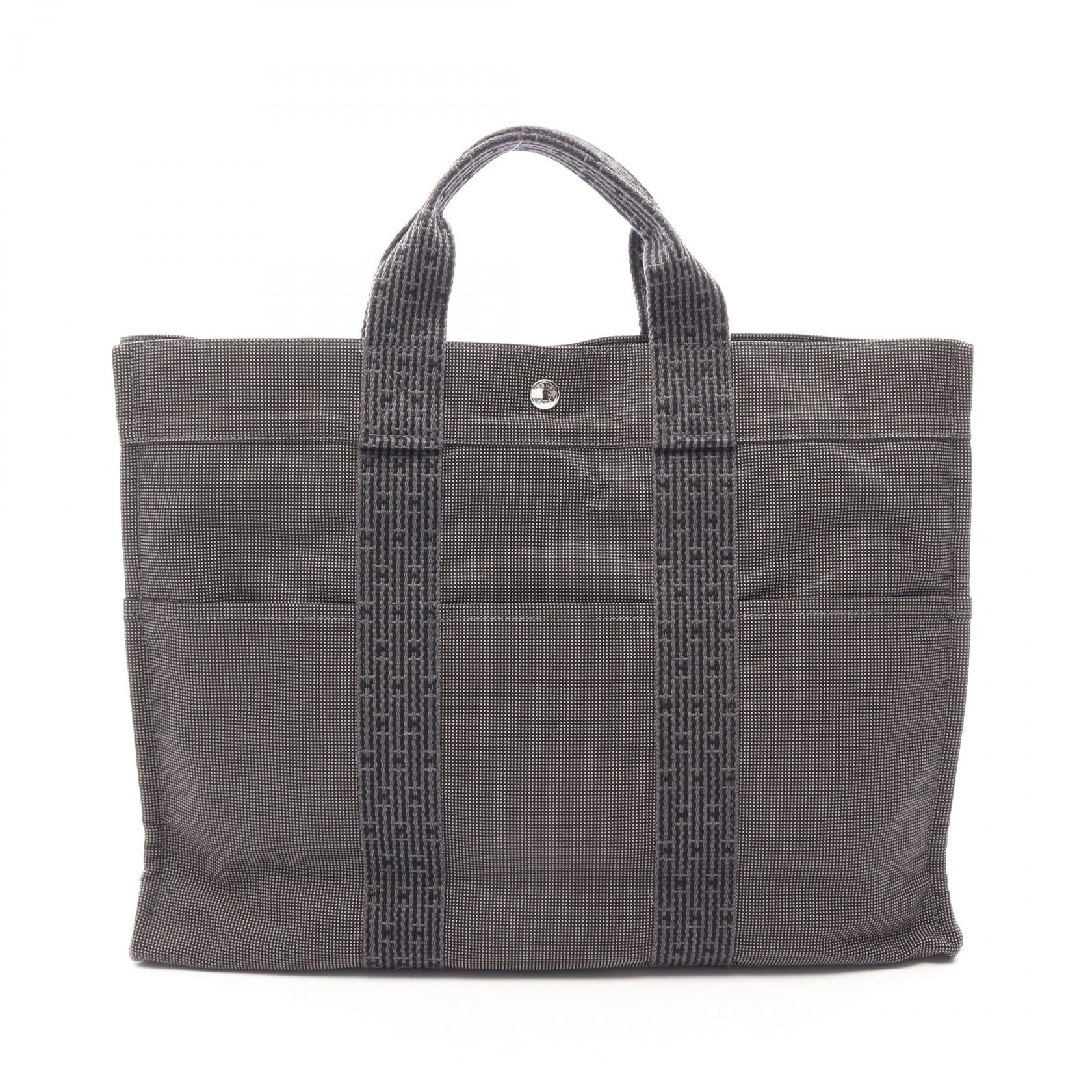 エルメス HERMES エールラインMM トートバッグ バッグ ナイロンキャンバス メンズ レディース グレー系 【中古】