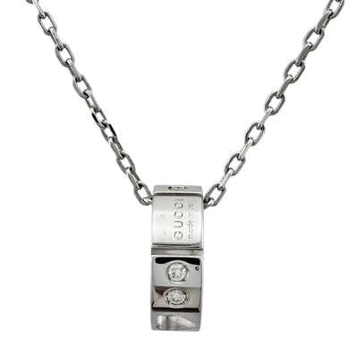 グッチ アイコン アモール ネックレス 18金 K18ホワイトゴールド ダイヤモンド レディース GUCCI 中古