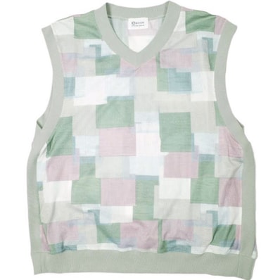 KUON クオン 22SS 日本製 BORO PRINTED MESH VEST 襤褸プリント メッシュベスト M WHITE ジレ 久遠 ノースリーブ Tシャツ トップス g26776