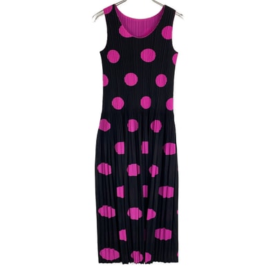 プリーツプリーズ ブラック/ピンク ドット PP01-JH873 ノースリーブワンピース 2