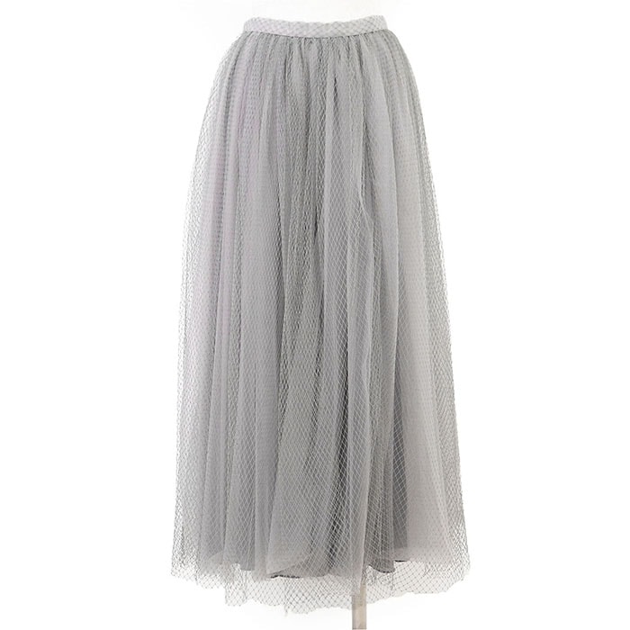 【美品】 クリスチャンディオール メッシュ/チュール シアー レイヤード スカート レディース グレー 36 Christian Dior