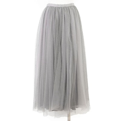【美品】 クリスチャンディオール メッシュ/チュール シアー レイヤード スカート レディース グレー 36 Christian Dior