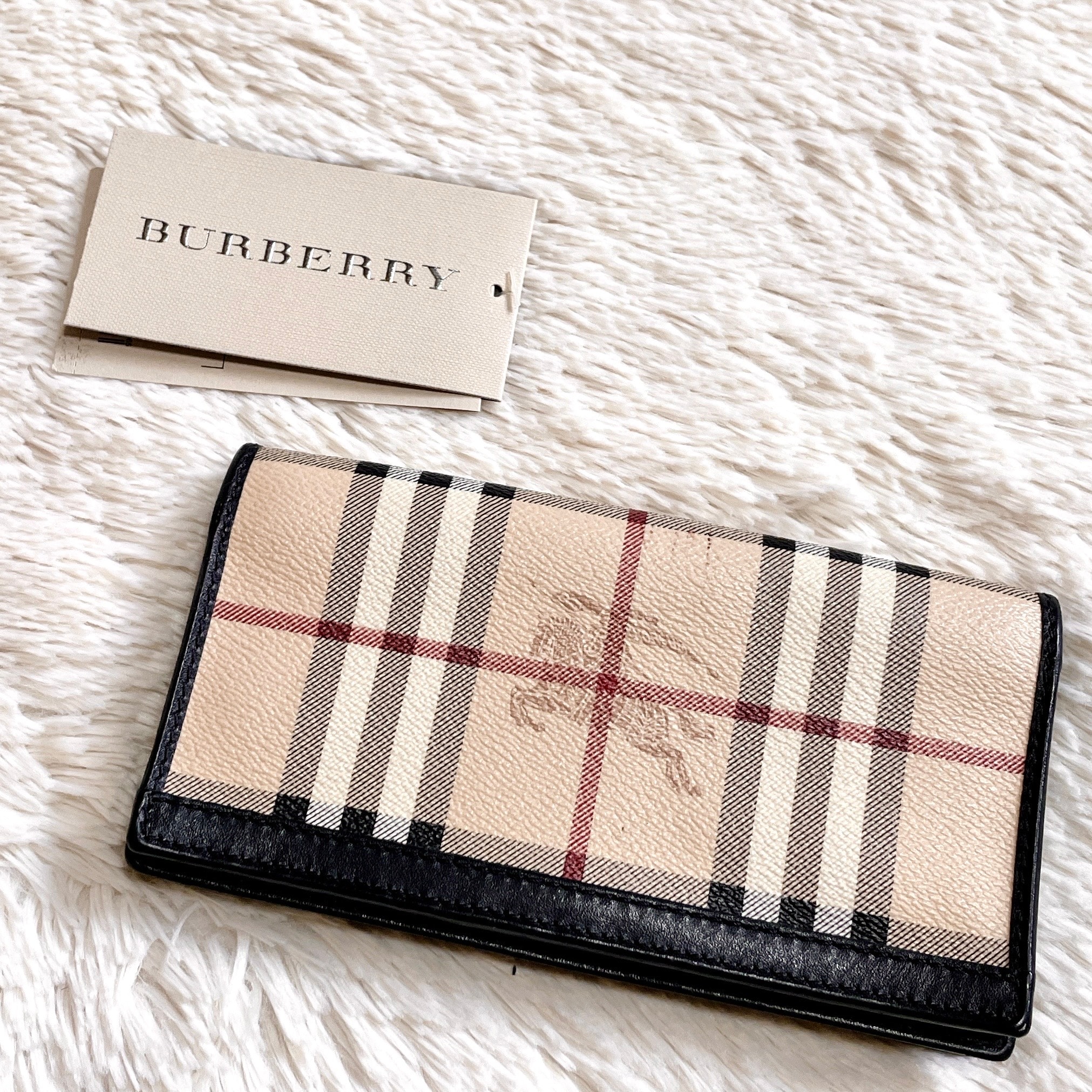 美品 BURBERRY バーバリー PVCレザー ノバチェック 折り財布 長財布
