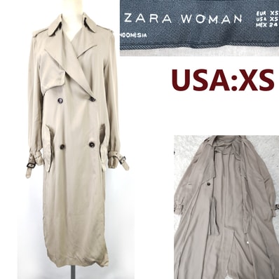 ZARA/ザラ★スタイリッシュ/トレンチコート【USA:XS/レディース/日本S相当/ベージュ】アウター/Coat◆BJ134-a