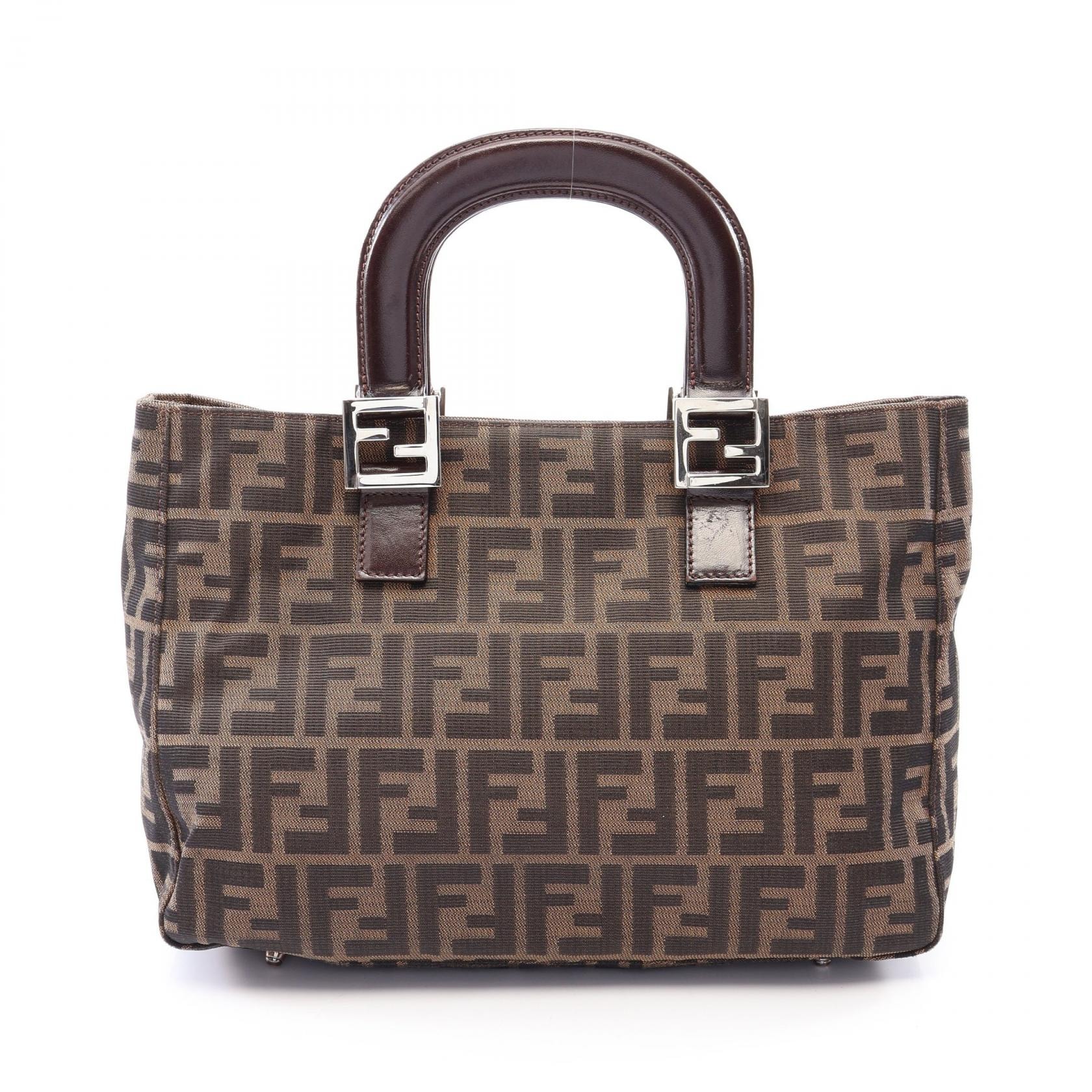 フェンディ FENDI ズッカ トートバッグ バッグ キャンバス レザー レディース ブラウン系 【中古】