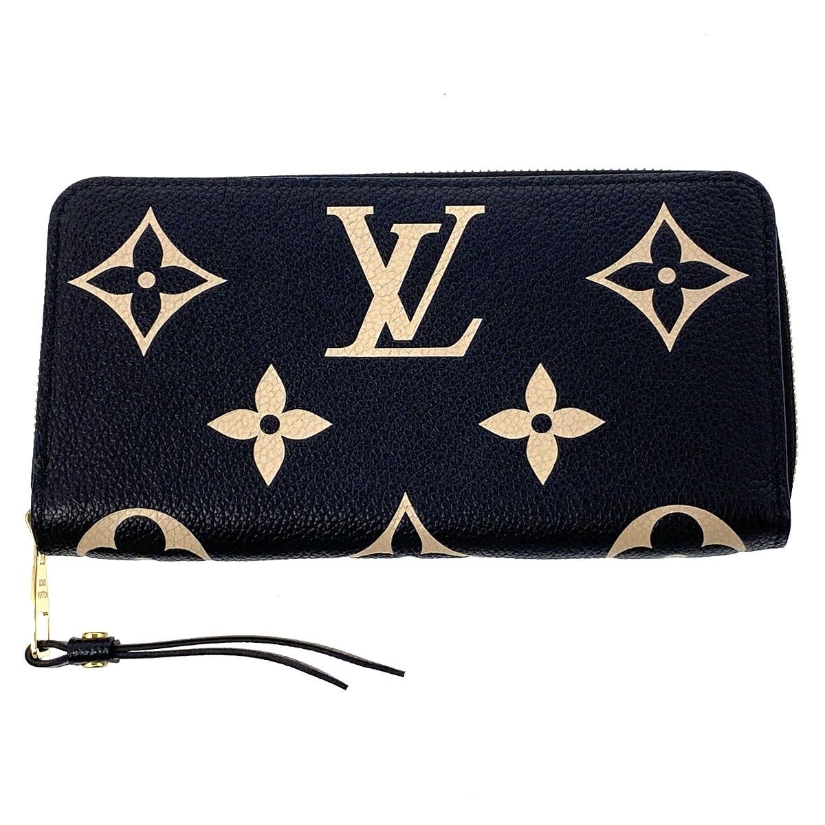 LOUIS VUITTON ルイ・ヴィトン ジッピー ウォレット 長財布 M80481 モノグラムアンプラント バイカラー ブラック レディース【中古】