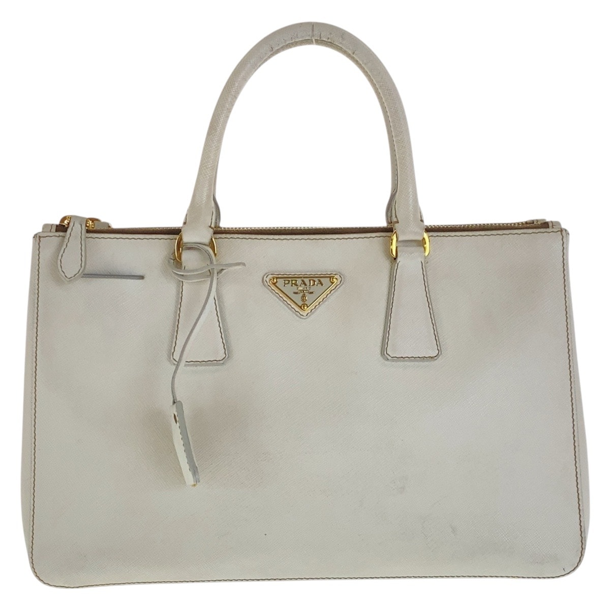 PRADA プラダ サフィアーノ ガレリア ホワイト ゴールド金具 レザー トートバッグ ハンドバッグ 506007 【中古】