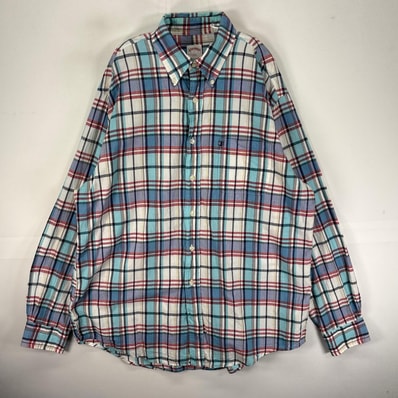 古着 ブルックスブラザーズ Brooks Brothers 長袖シャツ ボタンダウン 胸ポケット L ブルー系 チェック メンズ